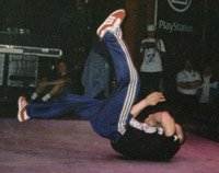 Asa doing a windmill at UK Championships 1997